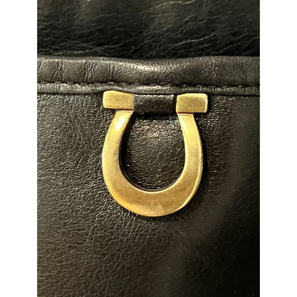 Y2k Etienne Aigner Black Leather Cross Body Handbag w/ Gold Hardware Vintage